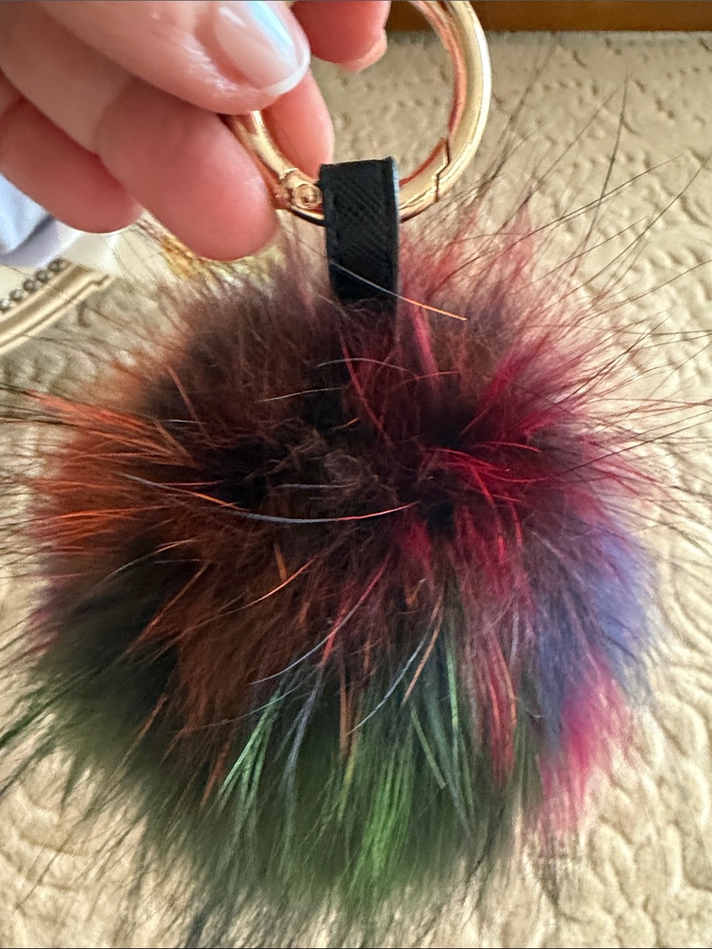Multicolor fluffy Fur Pom Keychain Bag Charm